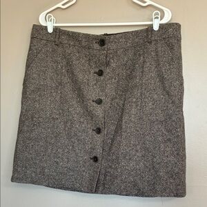 NWT Gray Eddie Bauer Wool Button-Front Skirt Size 16